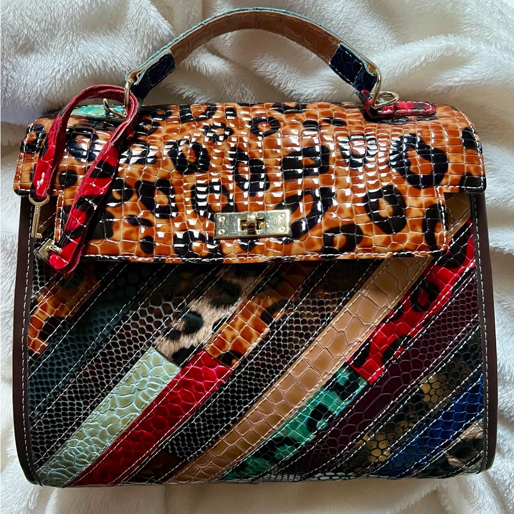 🟪 Multi-color Cheetah and Snake Pattern Satchel Bag